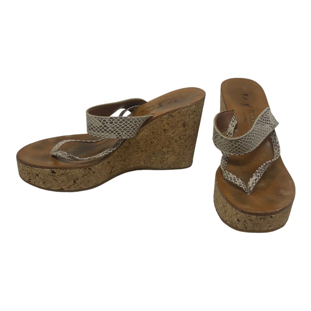 K. Jacques St Tropez Animal Print Slip On Wedges Sandals Size 9
